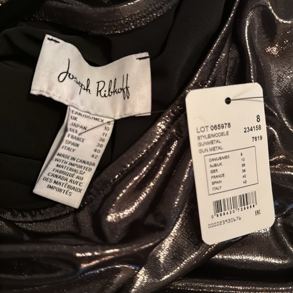 🥂 Joseph Ripkoff one shoulder gun metal dress US size 8 - Picture 6 of 8